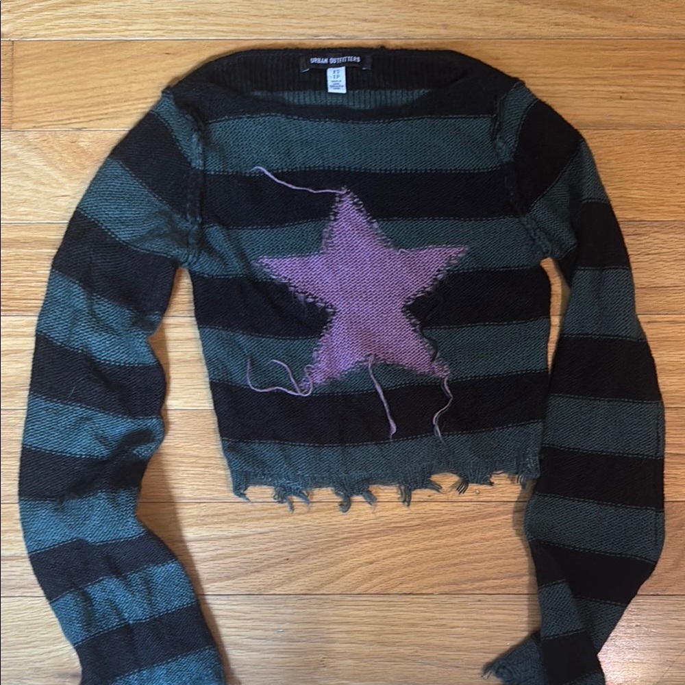 Urban Outfitters Black and Green Striped Sweater